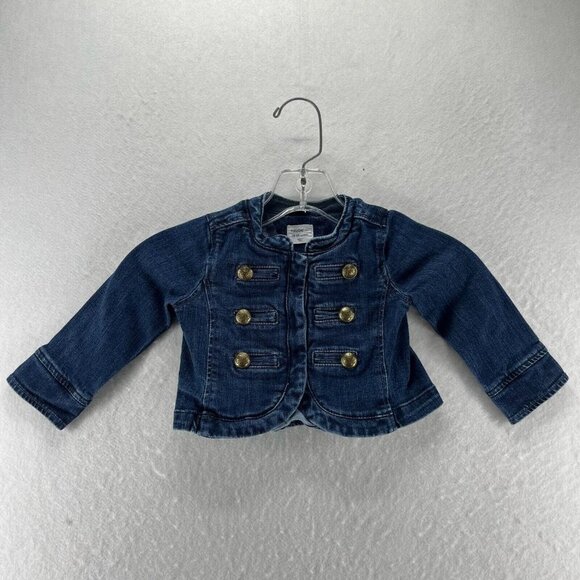 GAP Other - Baby Gap Jacket Girls Sz 18-24 Months Denim Military Snap Front Long Sleeve Blue